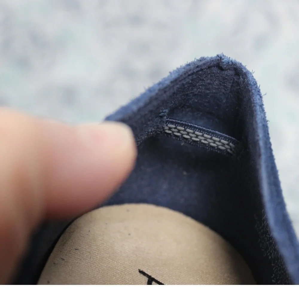 ANNE KLEIN Navy Blue Suede Espadrille Flats‎ Studded Detail Slip On Shoes 8M